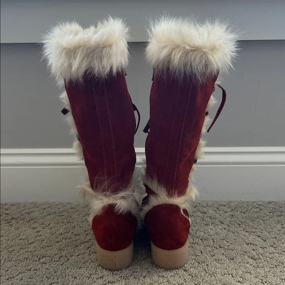 Vintage Coach Andi Knee High Rust Suede Fur Trimmed Boots in Women’s Size 6.5